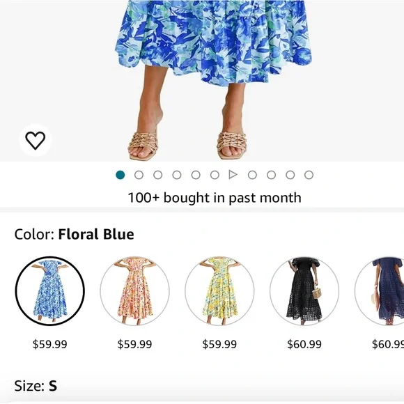 PRETTYGARDEN Womens Summer Puffy Short Sleeve Square Neck Smocked Tiered Ruffle - Picture 4 of 15